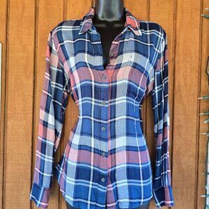 Lucky Brand Womens Plaid‎ Button-Up Shirt M cottagecore westerncore